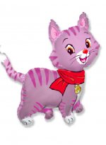 Шар (29"/73см) Кошечка с шарфом розовая 