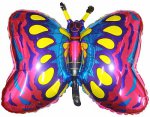 Шар (14"/36 см) Мини-фигура Бабочка малиновая