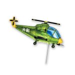 Шар (14"/36 см) Мини-фигура Вертолет зеленый 