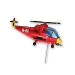 Шар (14"/36 см) Мини-фигура Вертолет красный 