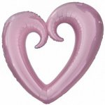 Шар (40''/102 см) Фигура, Сердце вензель, Розовый, 1 шт.