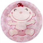 Тарелка бумажная С Днем рождения Малыш розовая 6 шт 23 см